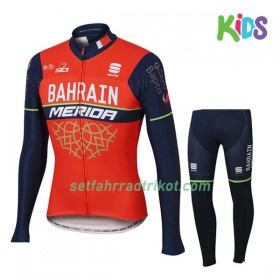 Radbekleidung Radtrikot Langarm + Lang Radhose 2017 Bahrain-Merida Kinder N001